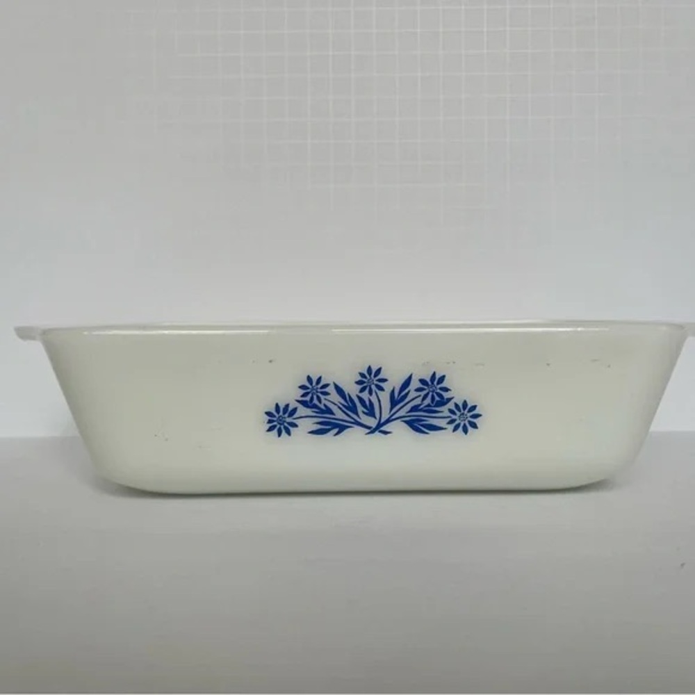 Source Unknown White Dish with Blue Floral Pattern